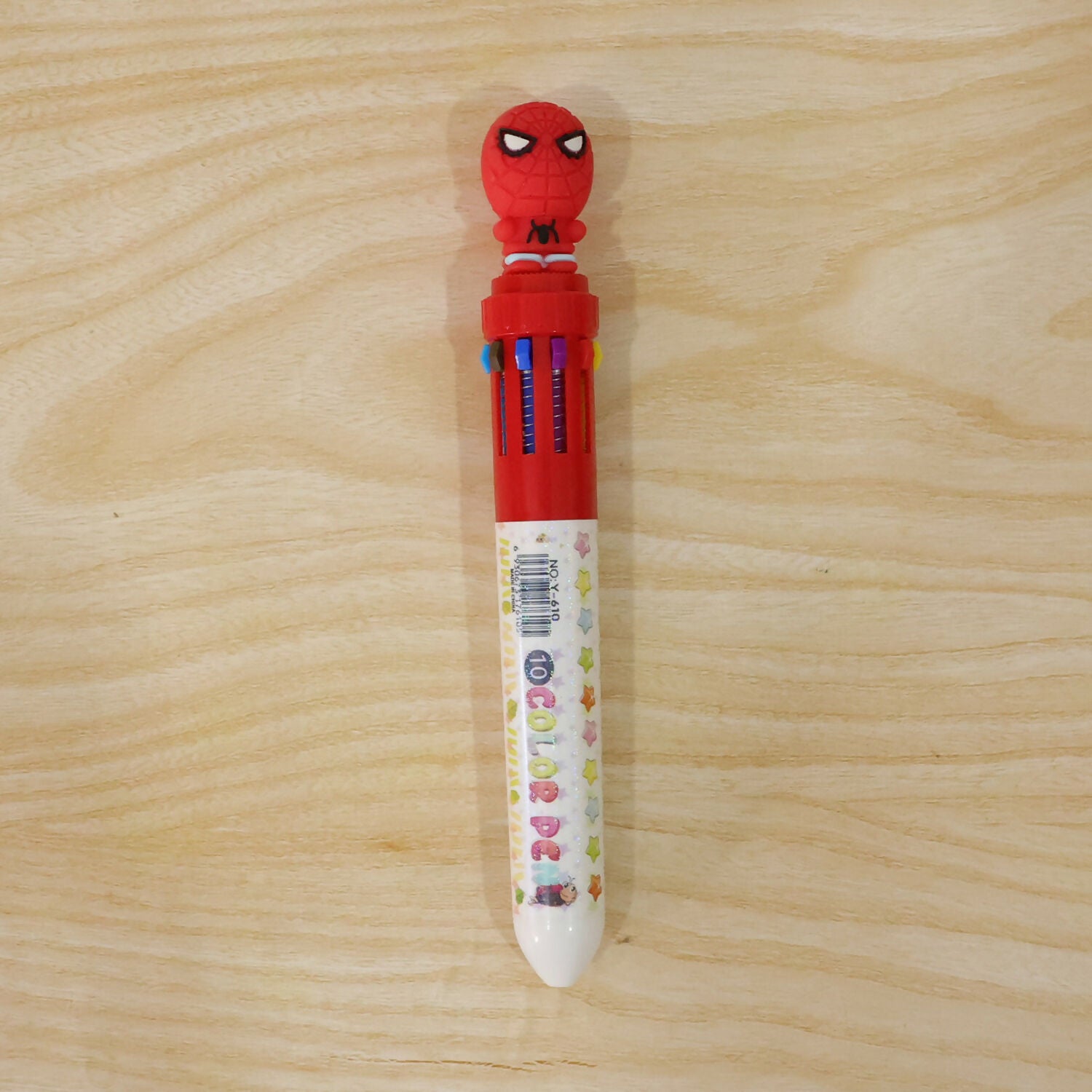 Multi-ink pen with superhero topper vibrant ink colors