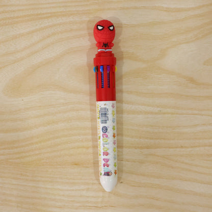 Multi-ink pen with superhero topper vibrant ink colors