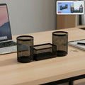 Desk Mesh Pen Stand – Dual Pencil Holders & Storage Tray