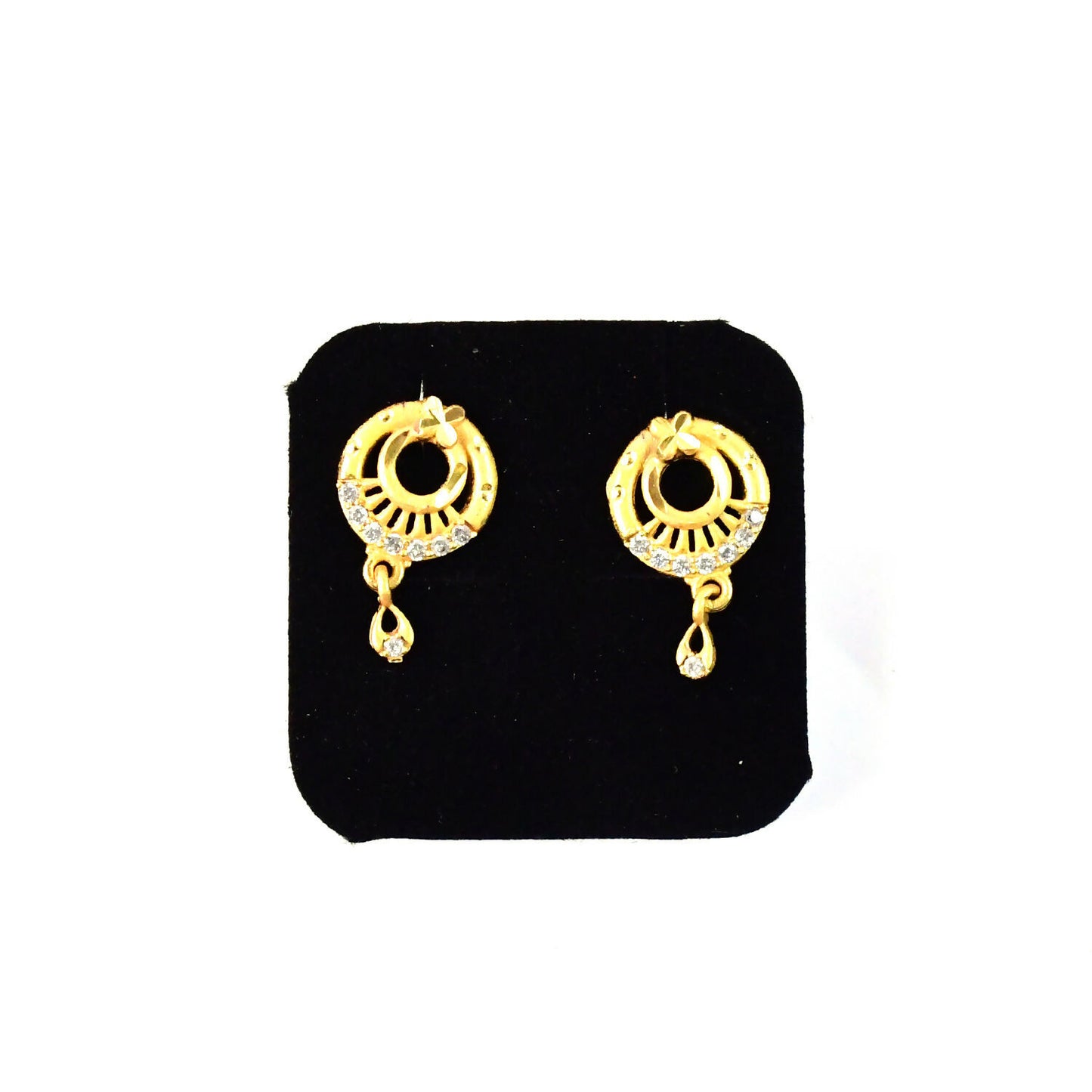 Elegant Circular Drop Earrings with Crystal Accents – Classic Party Wear