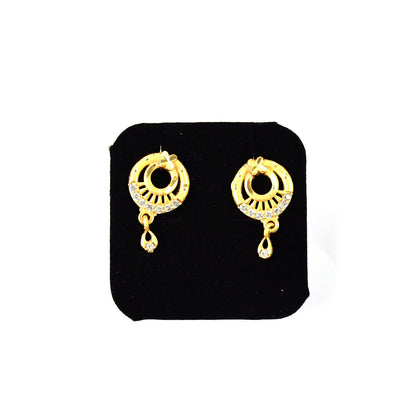 Elegant Circular Drop Earrings with Crystal Accents – Classic Party Wear