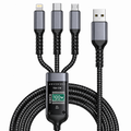 3-in-1 Braided USB Charging Cable with 100W PD Fast Charging Digital Display