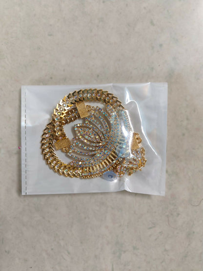 Grand Gold-Toned American Diamond Lotus Necklace Set