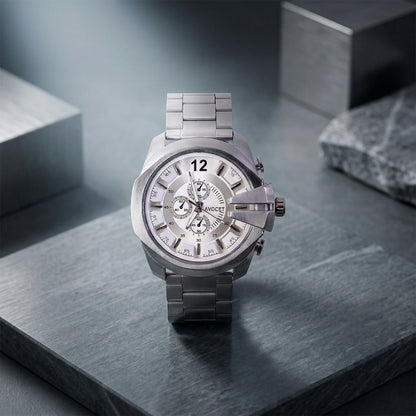 Premium Silver Analog Chronograph Style Wrist Watch for Men