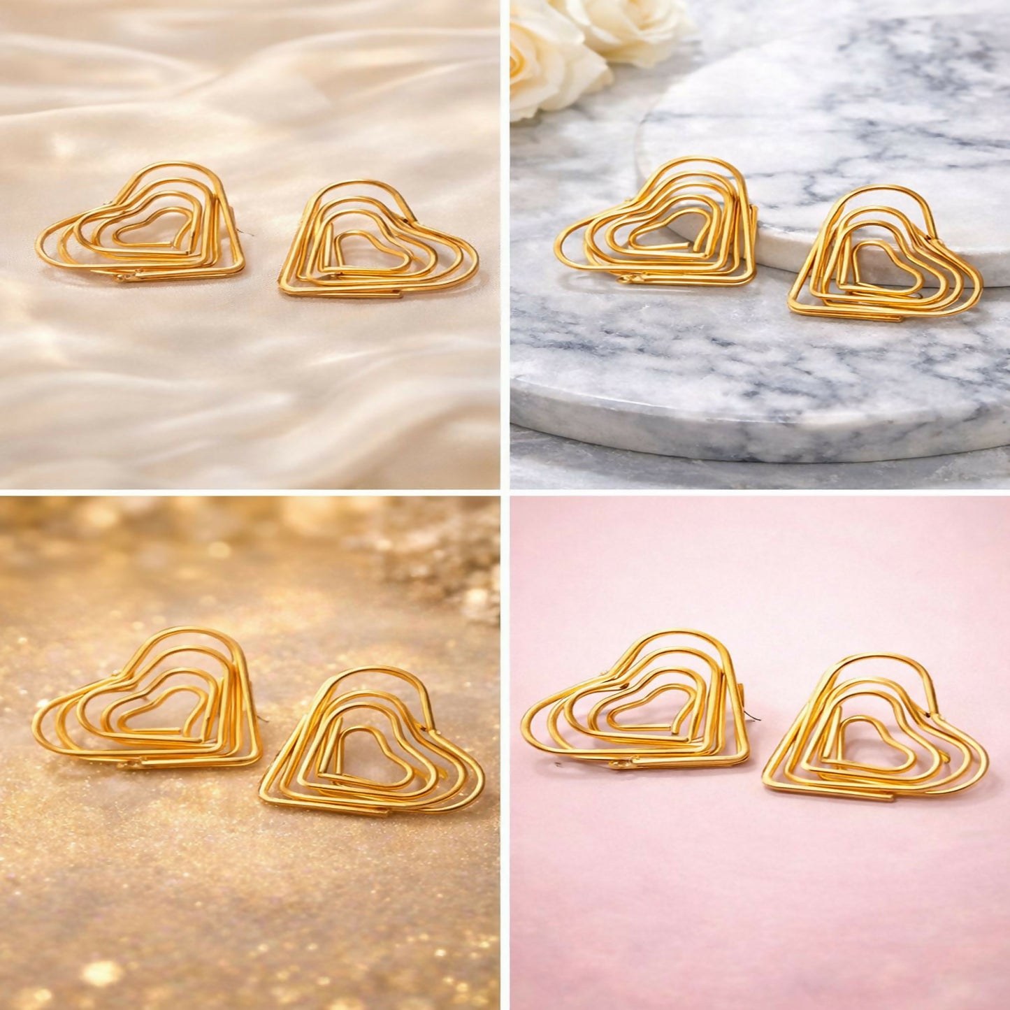 Elegant Gold Finish Heart Shape Bali Earrings for Women | Lightweight Fashion Earrings | Party & Daily Wear
