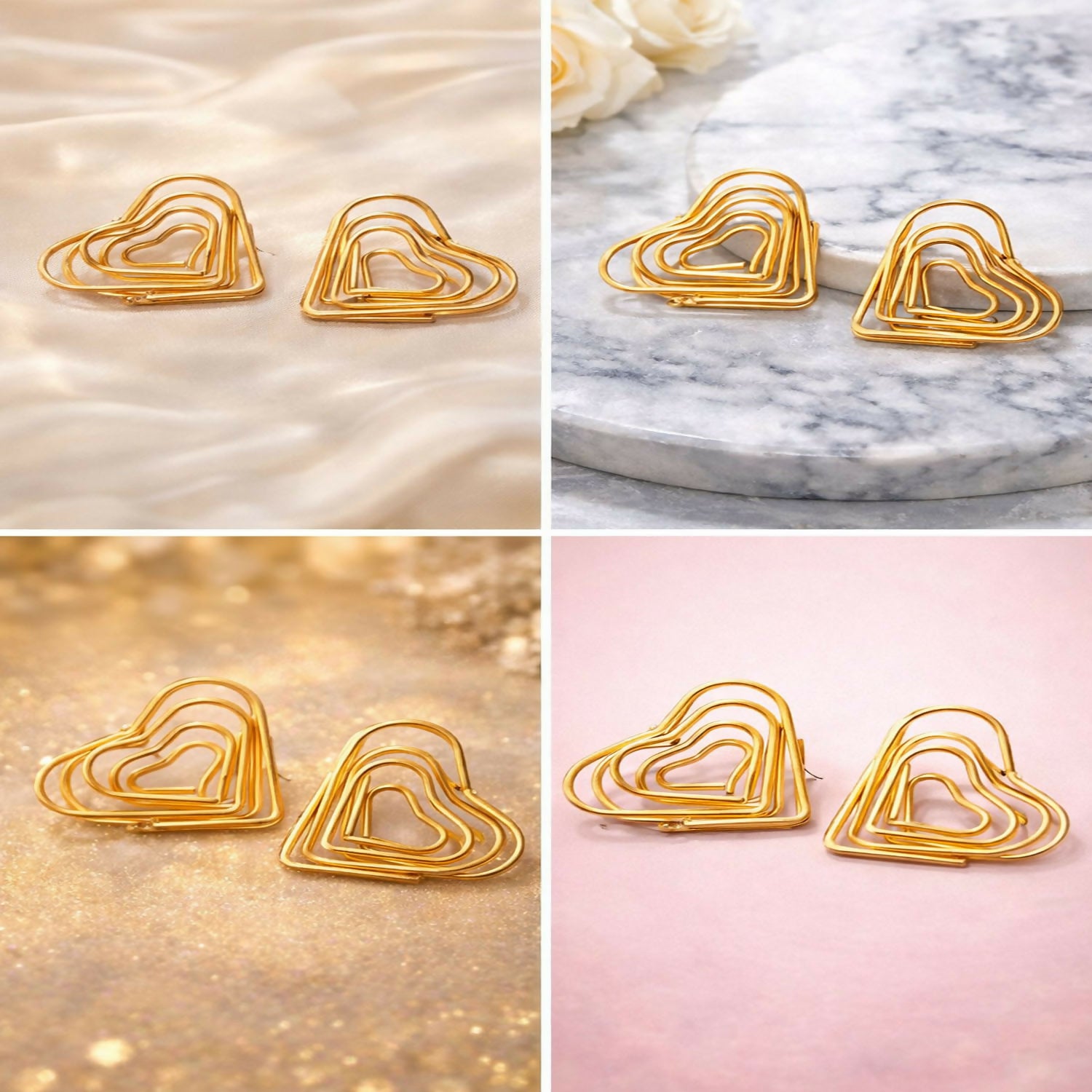 Elegant Gold Finish Heart Shape Bali Earrings for Women | Lightweight Fashion Earrings | Party & Daily Wear