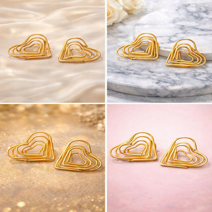 Elegant Gold Finish Heart Shape Bali Earrings for Women | Lightweight Fashion Earrings | Party & Daily Wear