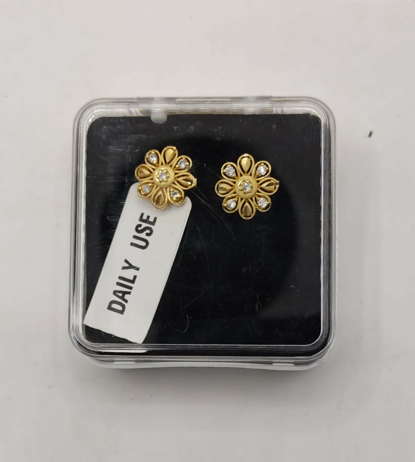 Gold Flower Stud Earrings with AD for women and girls