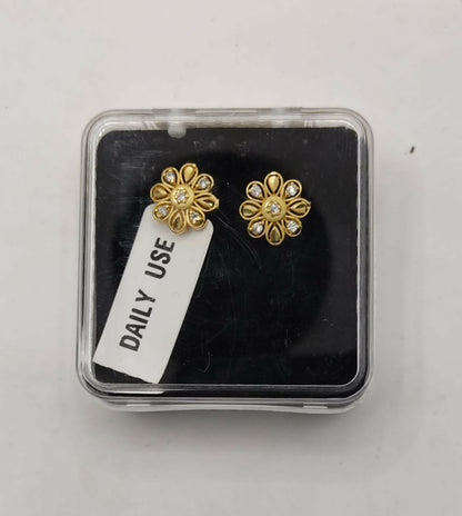 Gold Flower Stud Earrings with AD for women and girls