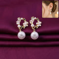 Rose Pearl Stud Earrings – Elegant Gold Floral Jewellery