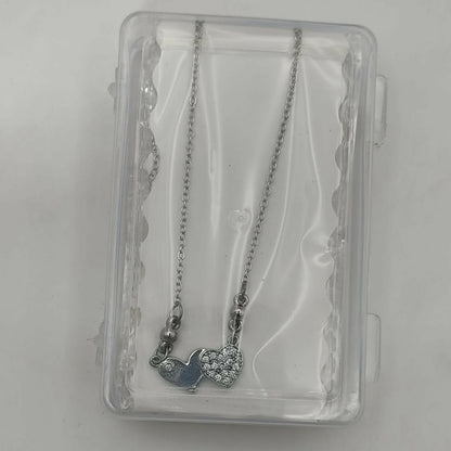 Silver plated Double Heart Pendant Necklace in Sterling For women and girls