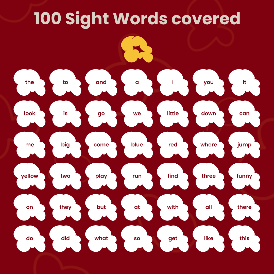 POPPIN FOR SIGHT WORDS GAME - AGE 4-6 (100 CARDBOARD PIECES)