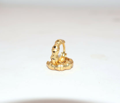 Gold Bamboo Texture Hoop Earrings kan ki bali for Women