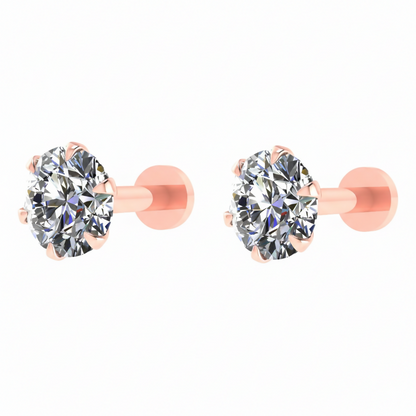 Combo pack of two rose gold labret nosepins displayed for women and girls