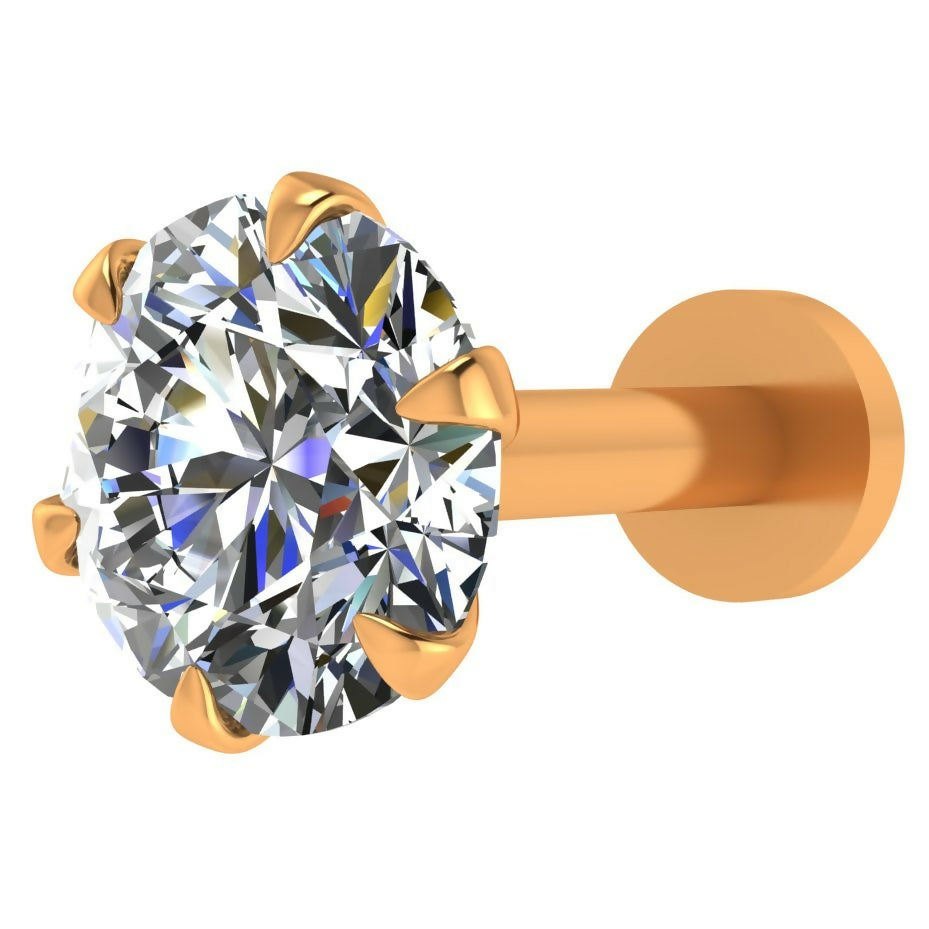 Gold Plated AD Solitaire Labret Stud earings for women and girls
