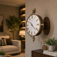 White Dial Luxury Double Sided Hanging Wall Clock with Bird Decor