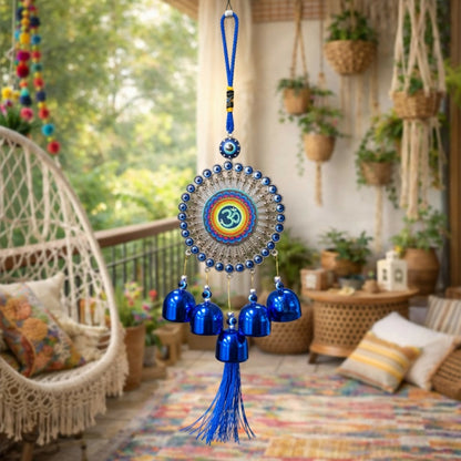 Evil Eye Hanging Decor with Bells & Tassel for Home, Door & Car Protection