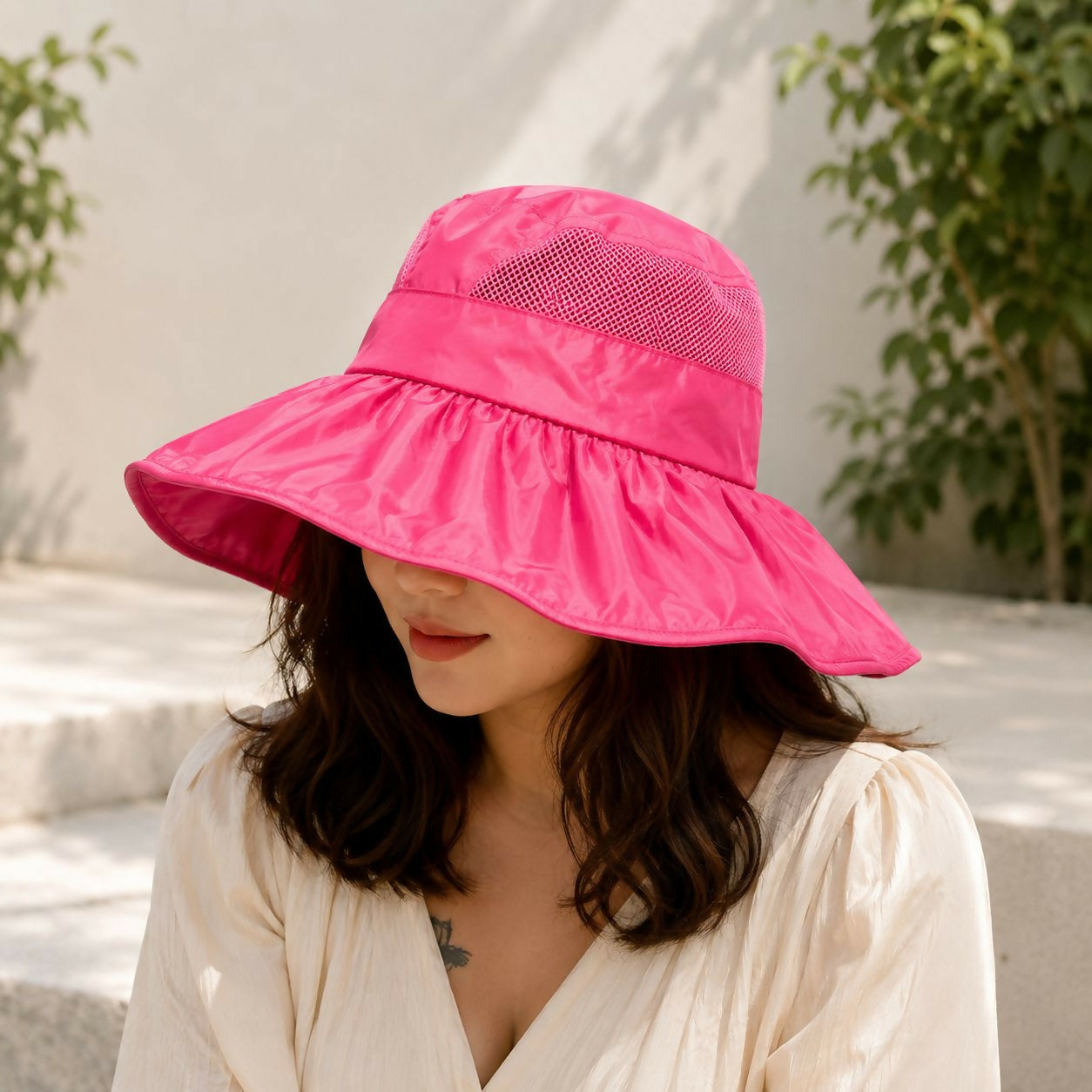 Women’s Foldable Wide Brim Sun Visor Hat for Summer Outdoors