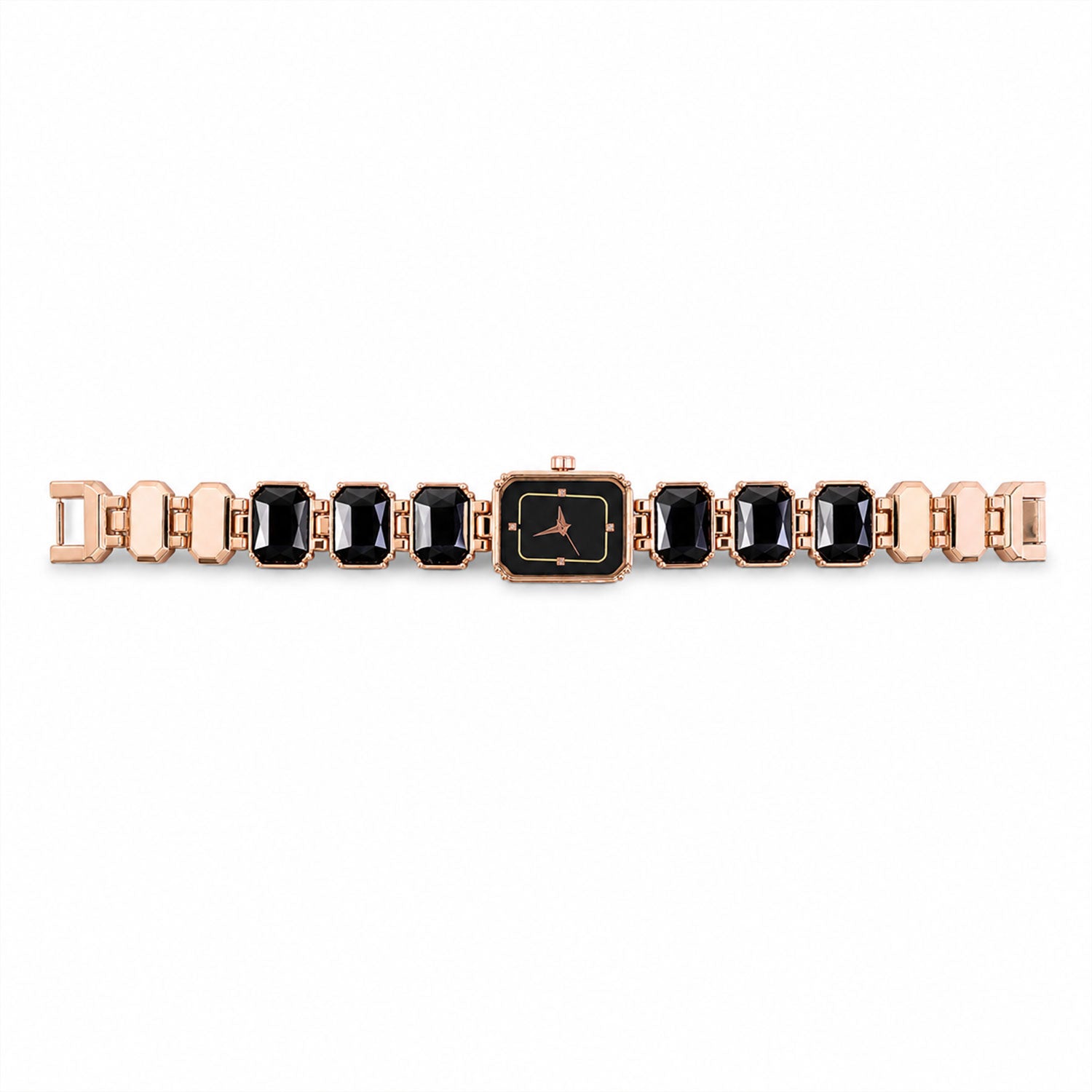Black Dial Bracelet Strap Women's Analog Watch with Elegant Chronograph Style Design