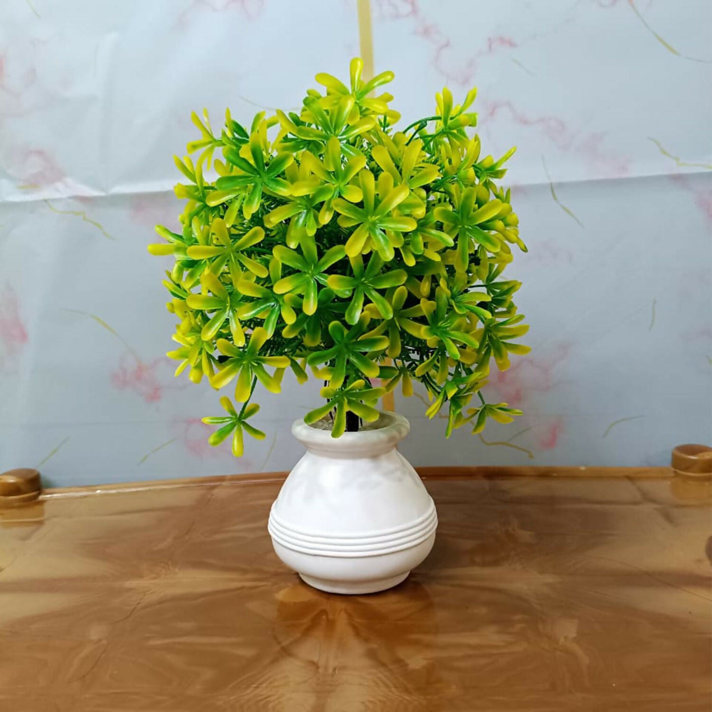Artificial Plant with White Ceramic Pot for Home Office Décor Indoor Table Decoration