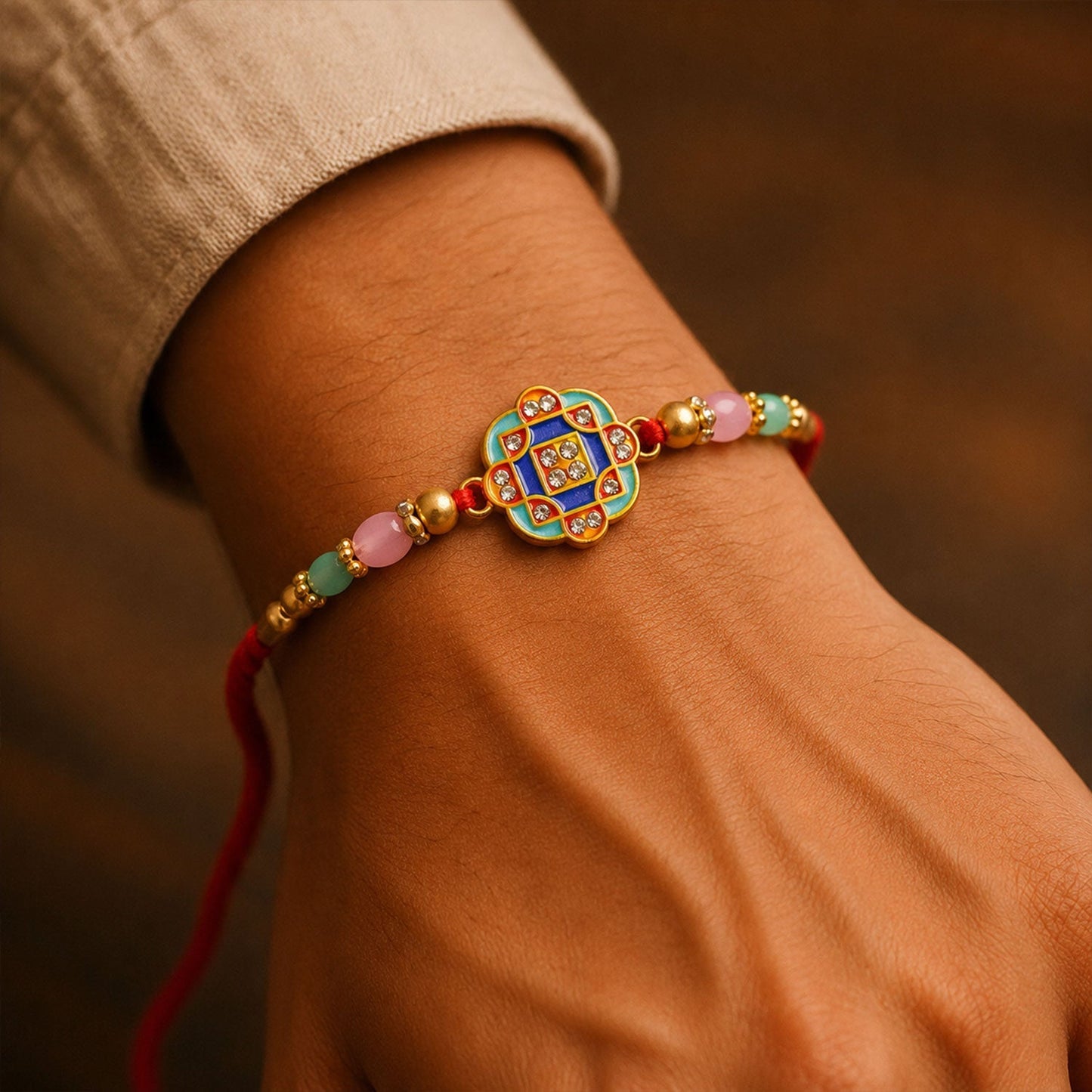 Rakhi for Brother Geometric Stone Studded Designer Rakhi (10pcs)