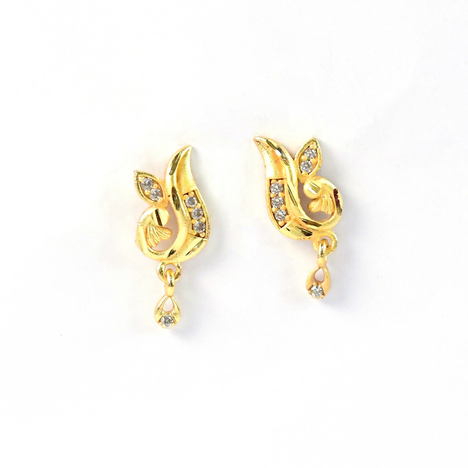 Curved Designer Drop Earrings with Crystal Highlights – Elegant Look