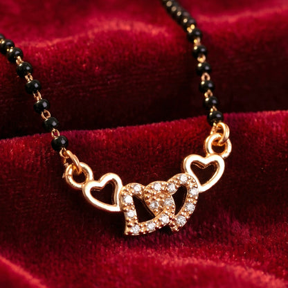 Double Heart Design Mangalsutra Necklace with Crystal Detailing 1 Pc
