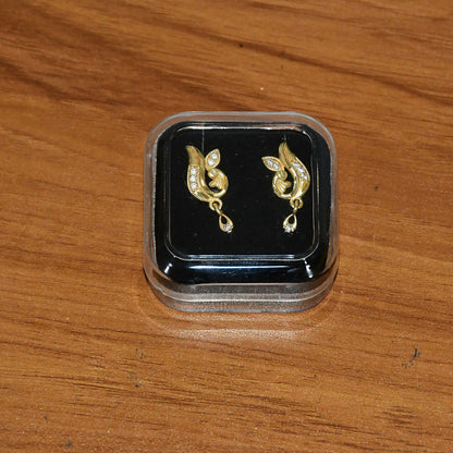 Curved Designer Drop Earrings with Crystal Highlights – Elegant Look