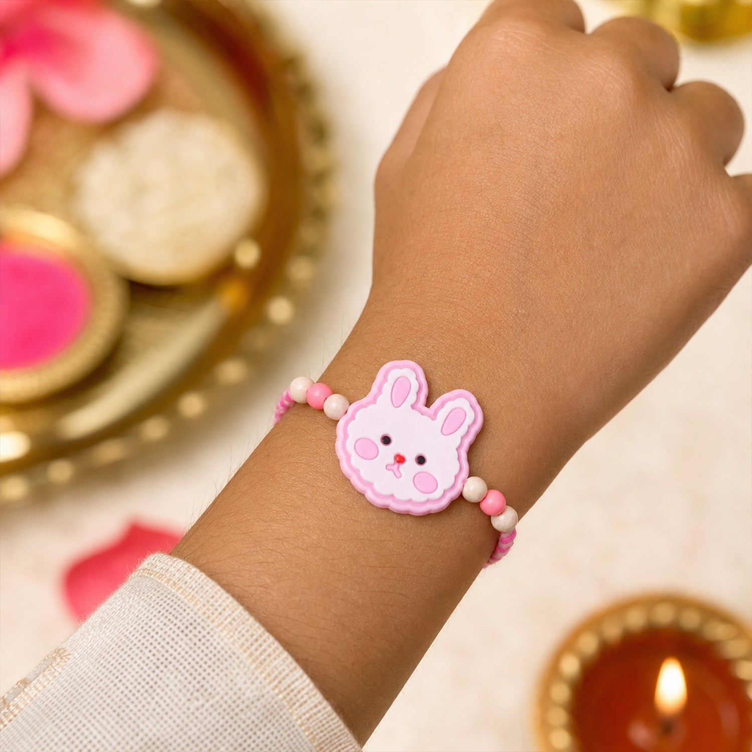 Bunny Character Kids Beaded Rakhi for Brother Designer Style (10pcs)
