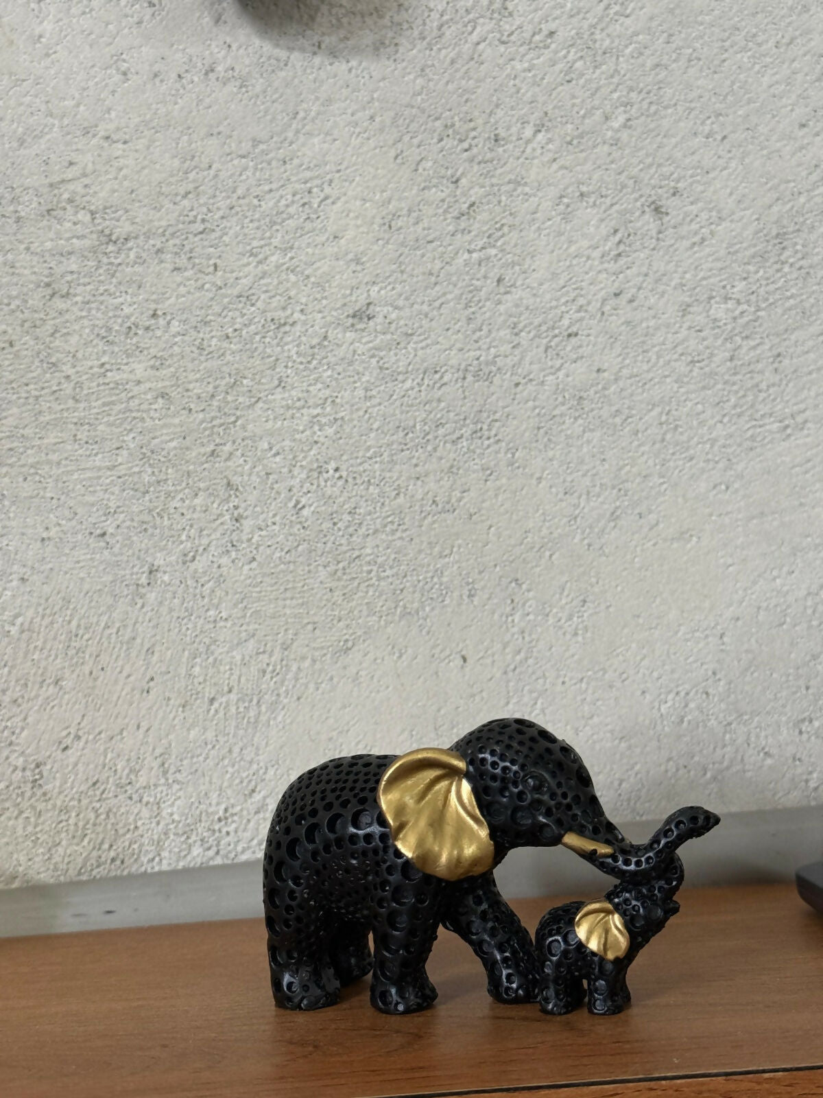 Black Elephant Mother & Baby Showpiece for Home Decor & Gifting