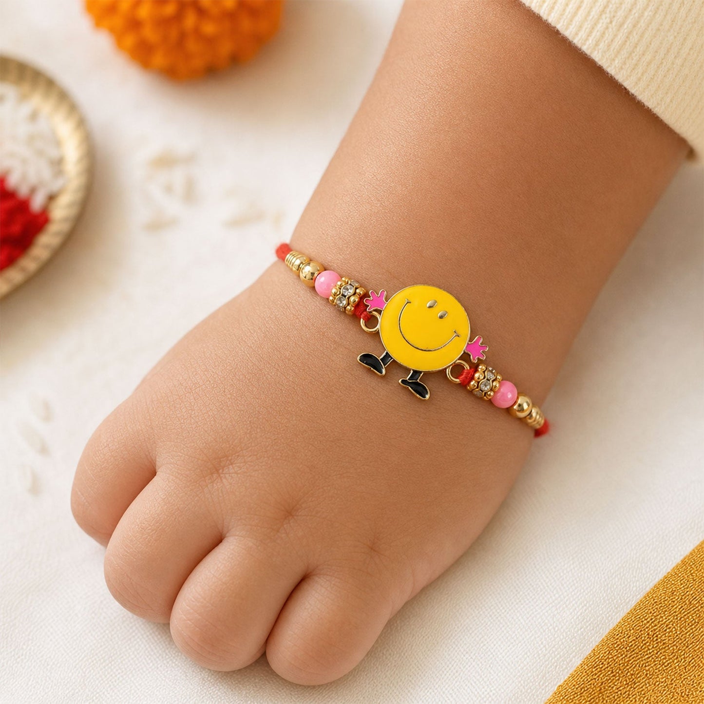 Smiley Kids Rakhi Colourful Beads & Playful Design for Raksha Bandhan (10pcs)