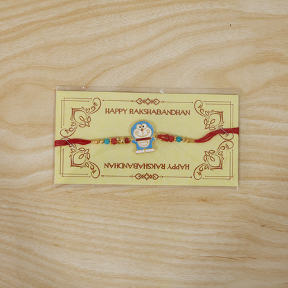 Blue Cartoon Cat Rakhi Set with Choco Magic, Pack of 3