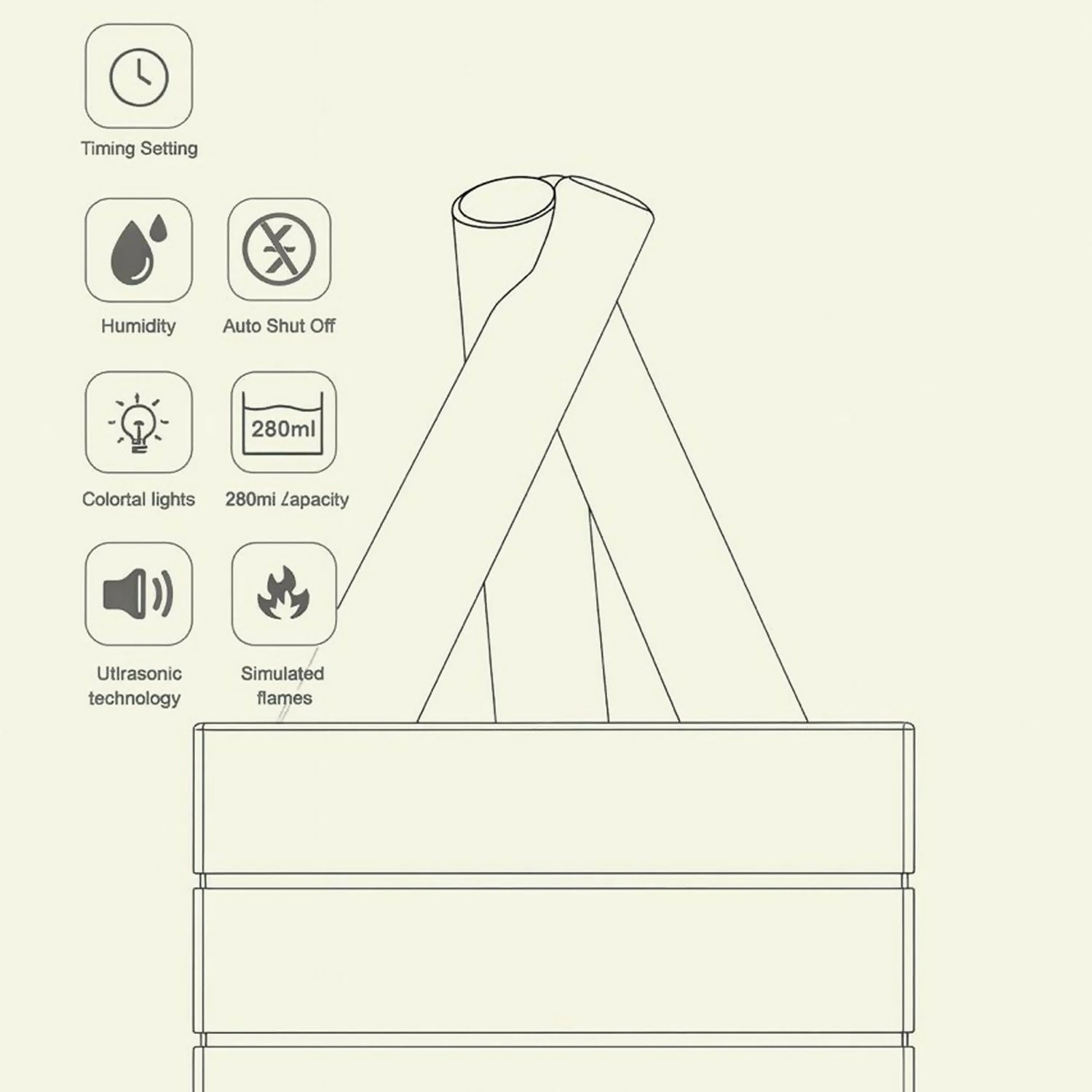 Campfire Flame Aroma Diffuser with Simulated Fire Effect & Timer Modes