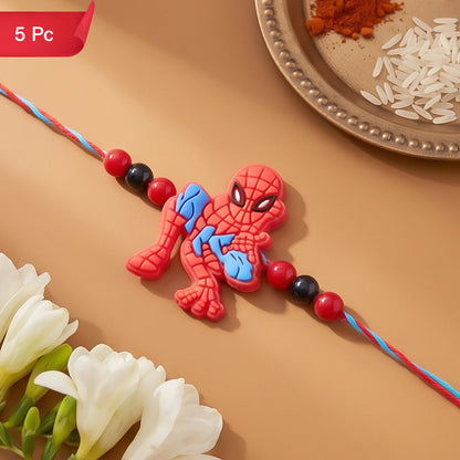 Action Hero Kids Rakhi with Fun Beaded Character Design Style (5pcs)