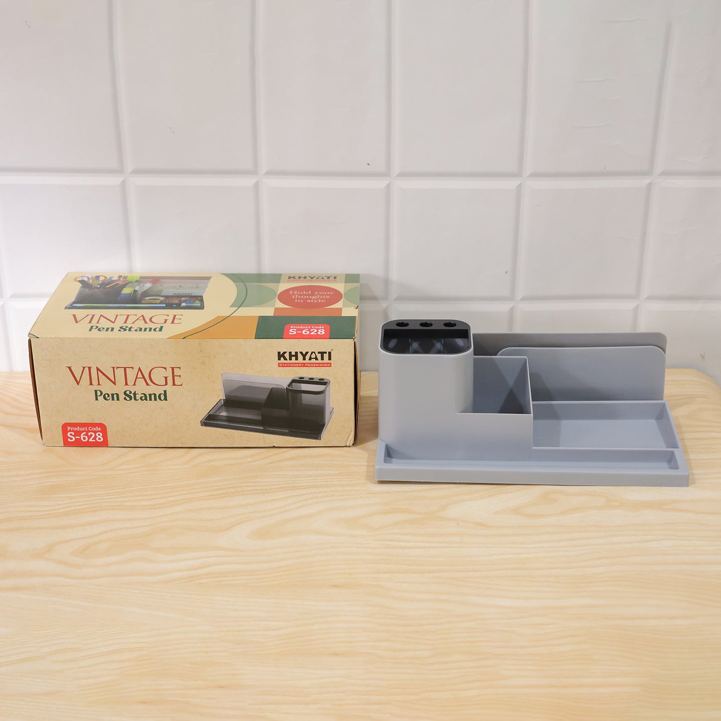 Multipurpose Desktop Organizer Pen Stand with Document Holder & Storage Compartments