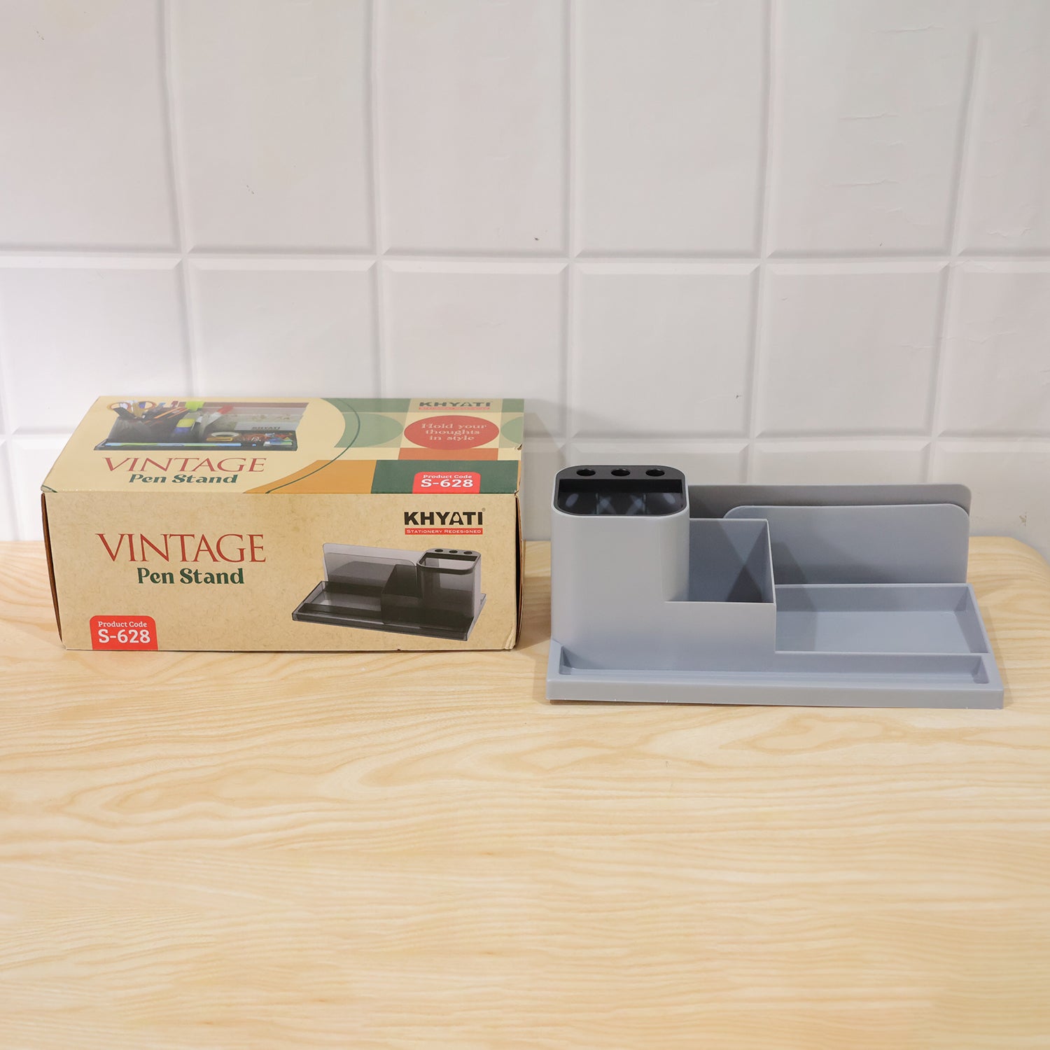 Multipurpose Desktop Organizer Pen Stand with Document Holder & Storage Compartments