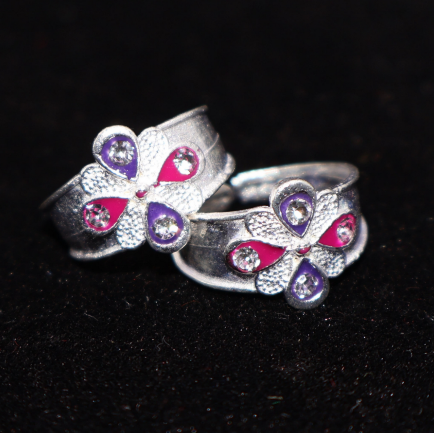 Silver-Plated Floral Bichhiya Toe Ring for women and girls