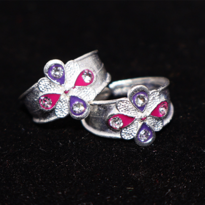 Silver-Plated Floral Bichhiya Toe Ring for women and girls