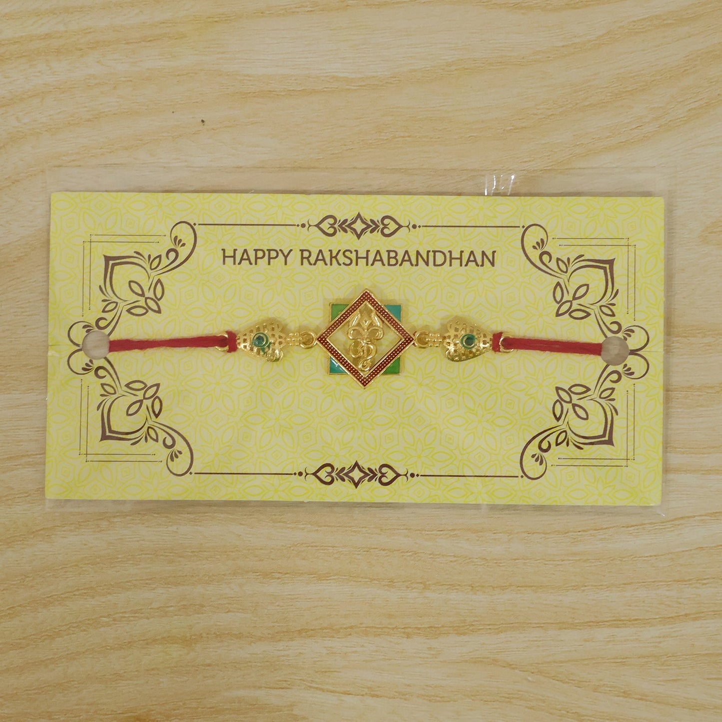 Gold-Toned Om Trishul Rakhi with Colorful Enamel for Raksha Bandhan (10pcs)