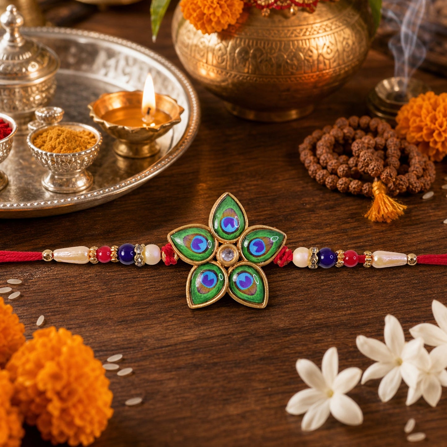 Mor Pankh Rakhi Unique Star-Shaped Peacock Design for Raksha Bandhan (5pcs)