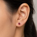 Rose Gold Plated Ruby Red AD Labret Stud Earrings for women and girls Combo Pack of 2