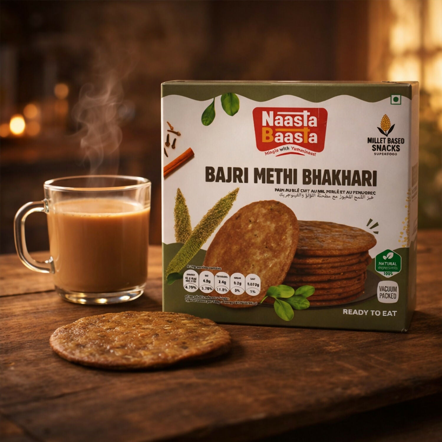 Healthy snack of Bajri Methi Bhakhari millet crackers