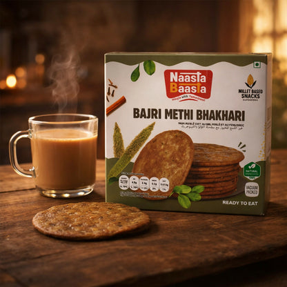 Healthy snack of Bajri Methi Bhakhari millet crackers