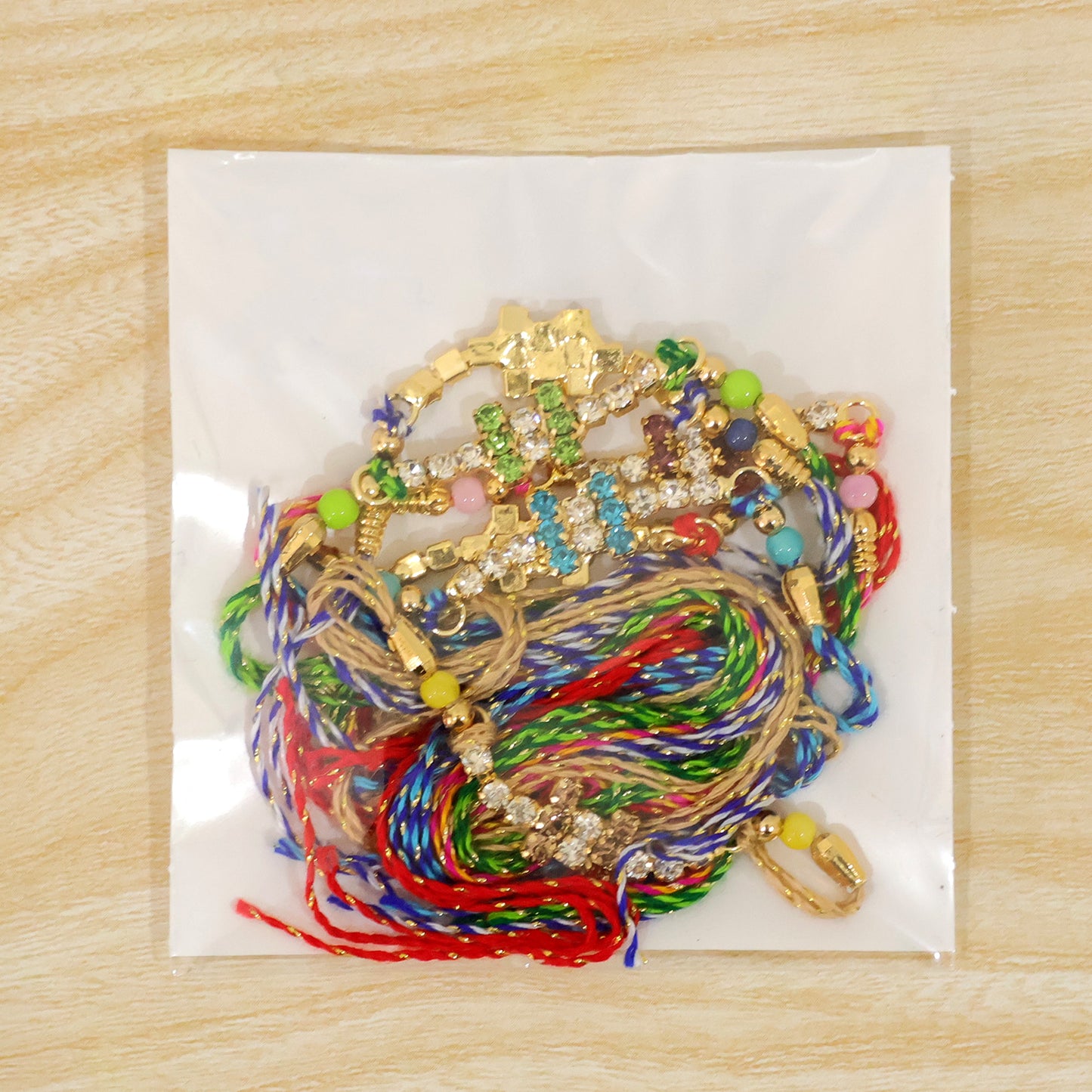 Bold Twin Stone Bar Rakhi with AD Sparkle for Brother (Pack of 6)