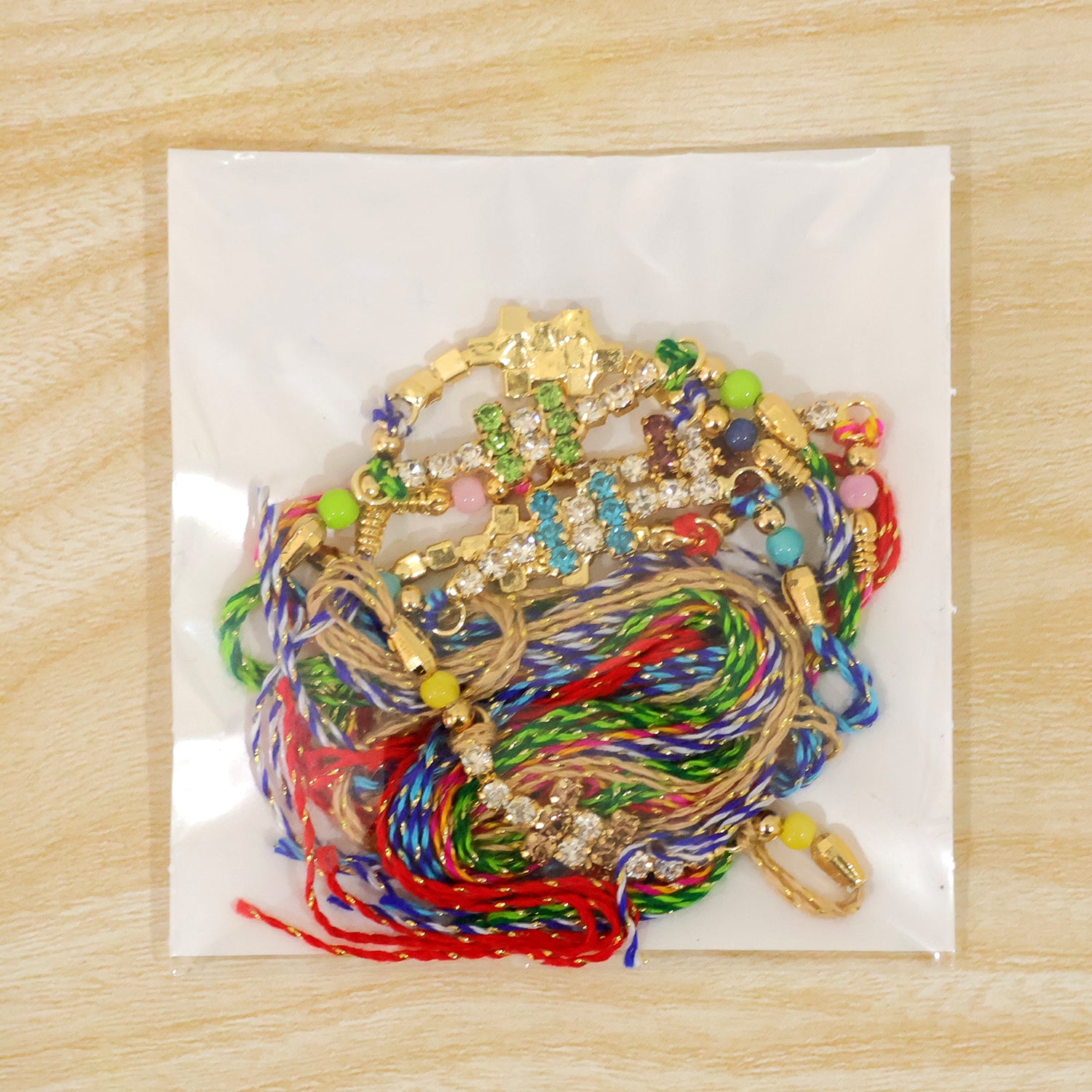 Bold Twin Stone Bar Rakhi with AD Sparkle for Brother (Pack of 6)