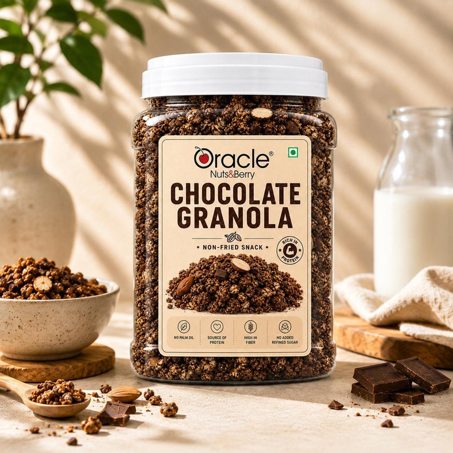 Oracle Choco Granola, Crunchy Wholegrain Chocolate Healthy Oat Cereal Clusters 350g
