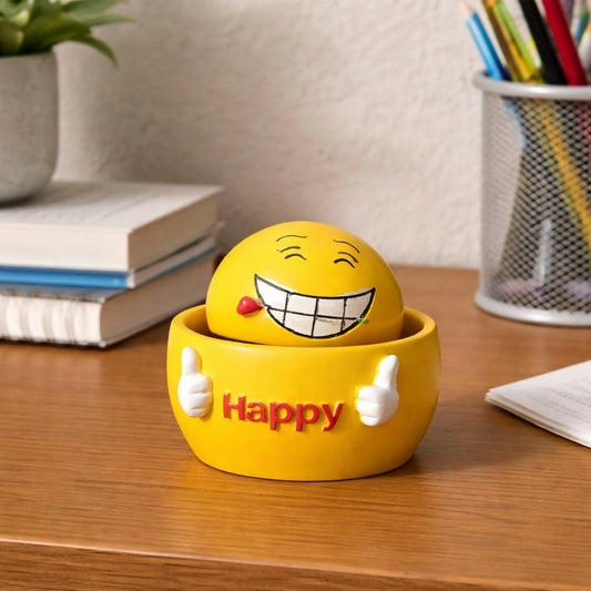 Happy Emoji Decorative Storage Showpiece for Desk and Home Decor (Mix Design)