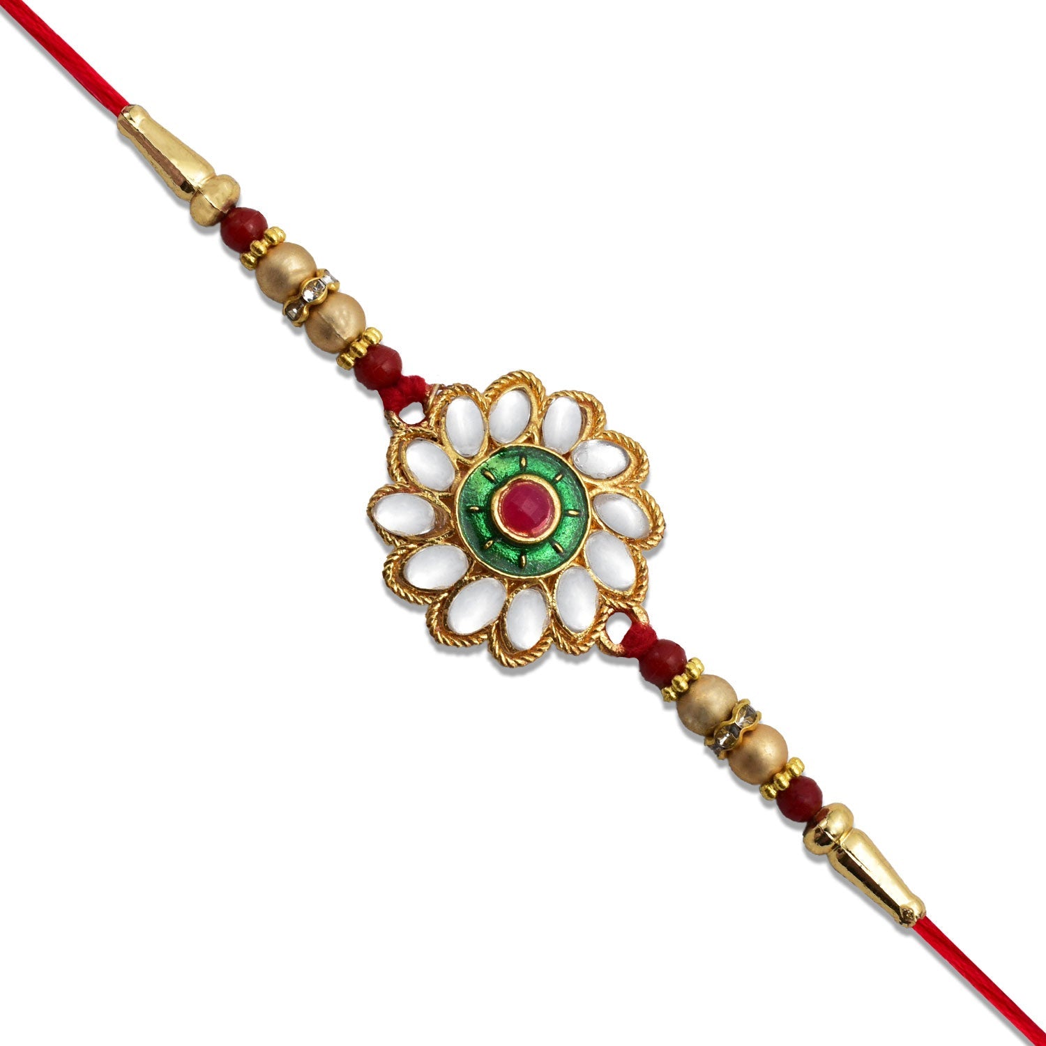 Kundan Flower Rakhi Traditional Floral Design for Brother (10pcs)