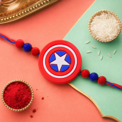 Superhero Shield Kids Rakhi with Playful Beaded Detailing Work (10pcs)