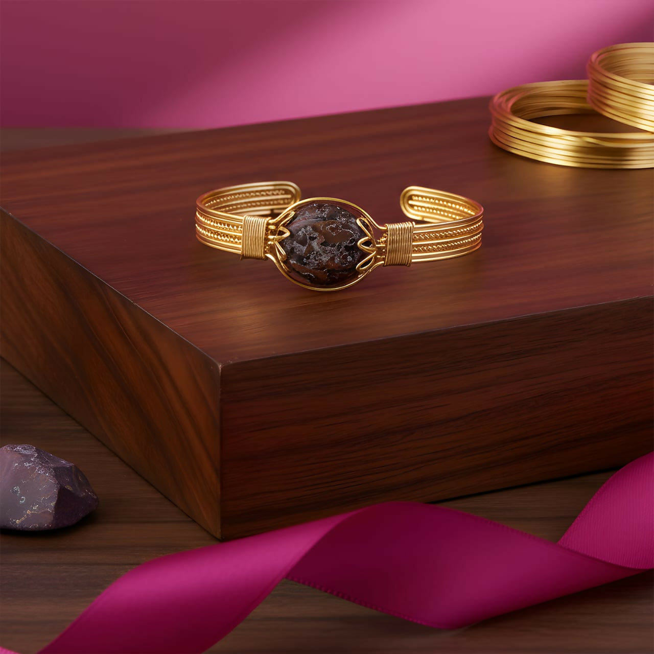 Rudraksha Gold Plated Bracelet Spiritual Healing Bead Kada for Men